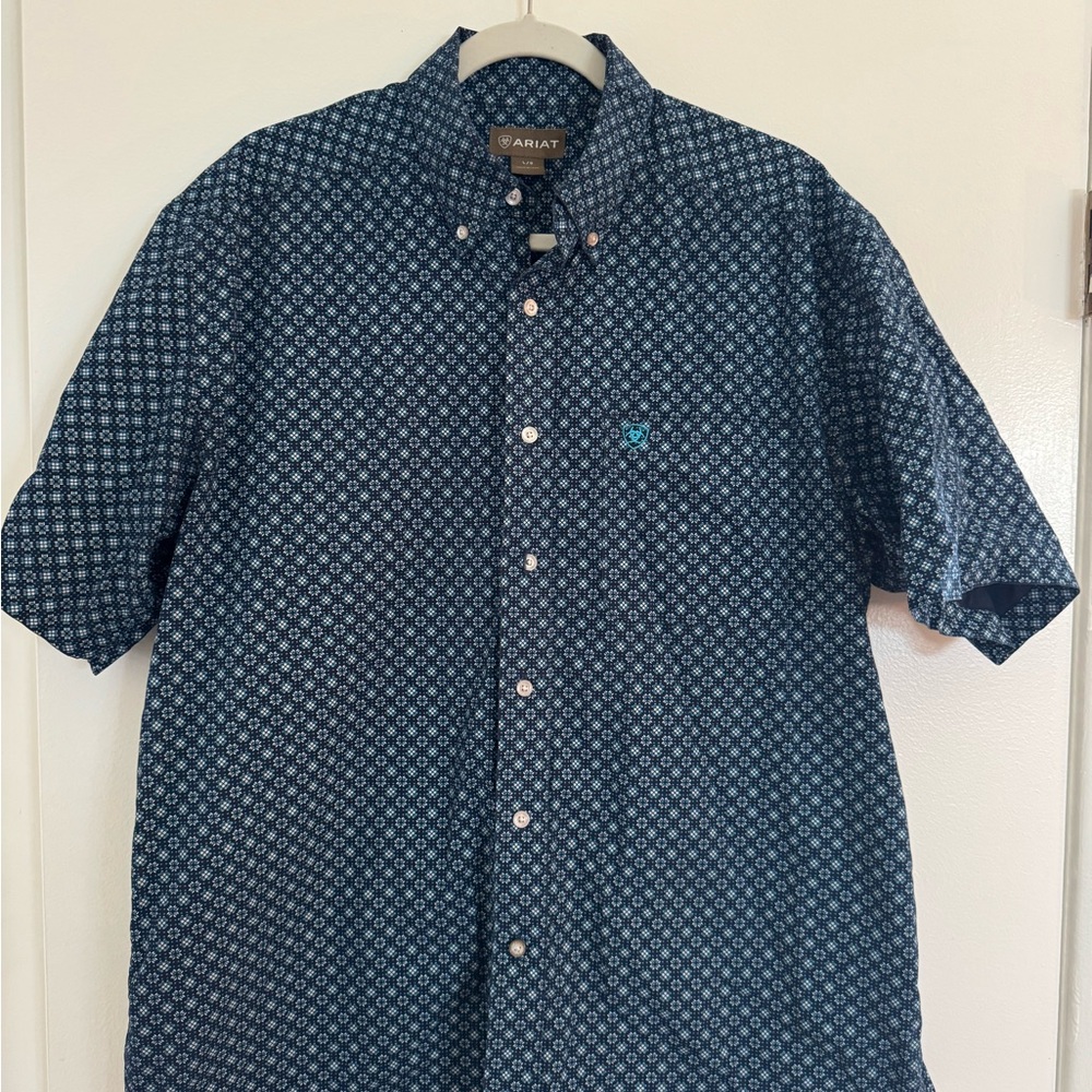 Ariat Men's Navy Geometric Button Down Shirt